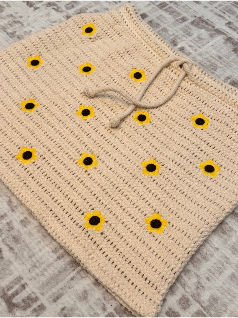 ZARA Crochet Embroidered Floral Sunflower Mini Skirt | Size M | Lined Boho